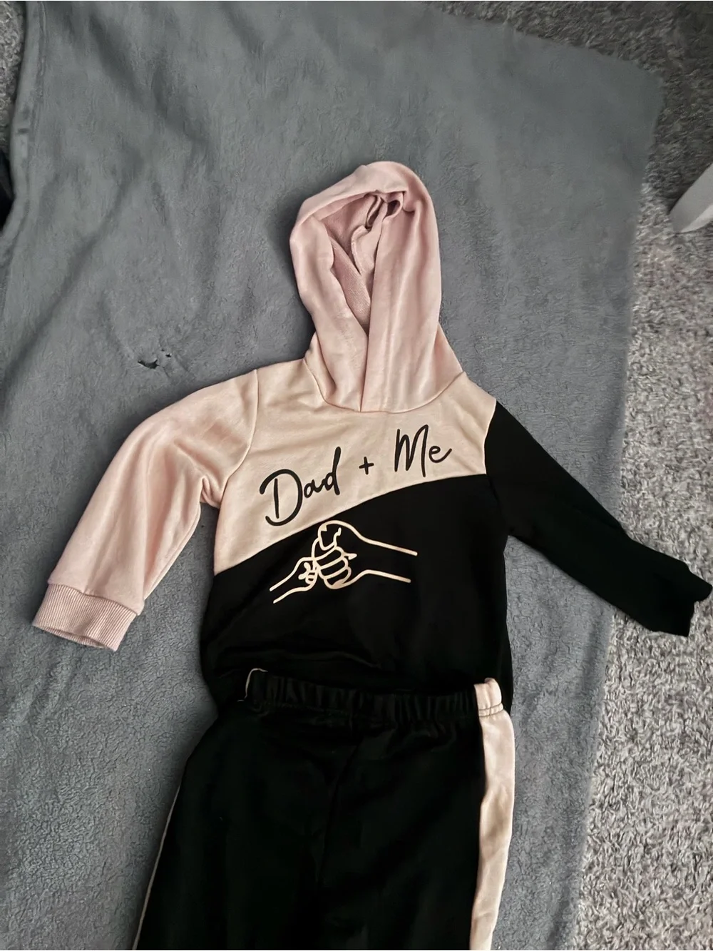 SHEIN Black and Light Pink 'Dad + Me' Sweatshirt & Joggers Set